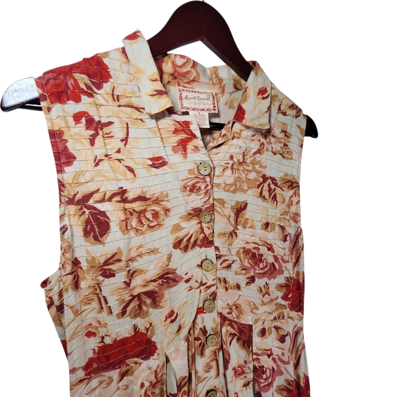 April Cornell Floral Midi Dress - Red and Cream - Picture 2 of 12